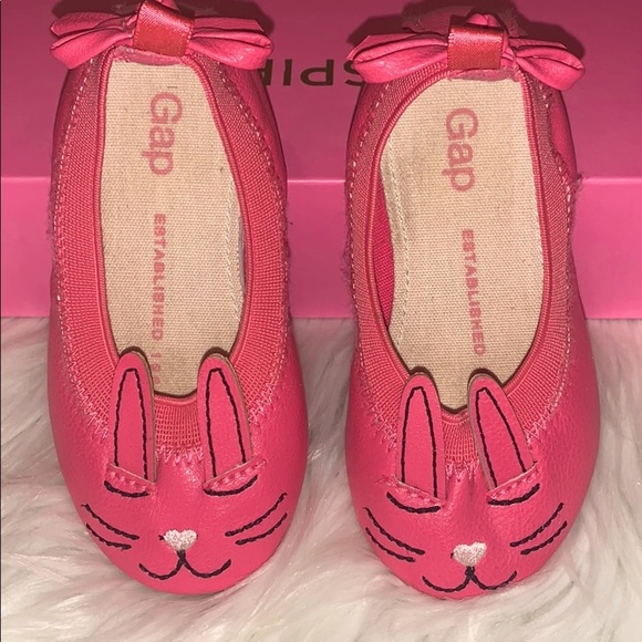 Gap Pink Bunny Ballet Flat w/Bow Back Size 5 - Picture 5 of 7